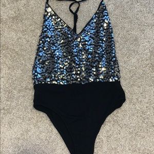 Open back sequin bodysuit